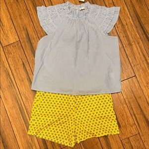J Crew Factory New XL Blue & White Stripe Top with Yellow Sz 14–5” Shorts